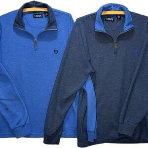 Lot of 2 Chaps Two-Pack Men’s Half-Zip Pullovers in Bright Blue Navy size Large